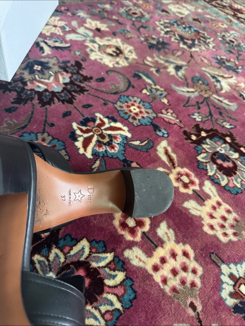 Dior Black Leather Mules with Gold CD Emblem - Picture 10 of 12